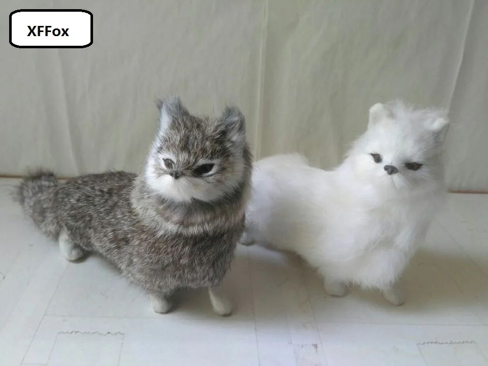 Пара моделей серо-белой лисы в реальном времени, имитация пластика и меха, стоячие куклы-лисы, подарок около 26x15 см xf1765