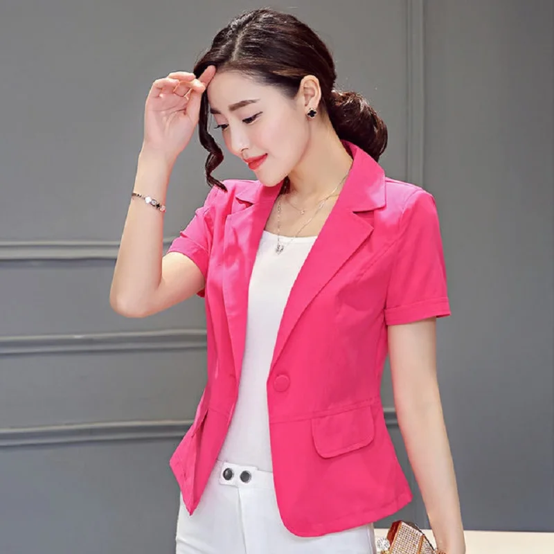 Short-Sleeved Slim Slimming Jacket for Women, One Button Small Suit, Female Fashion, New, Summer, W563