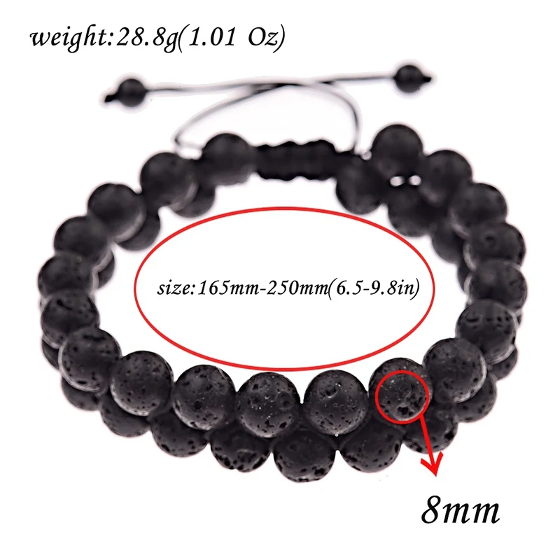 Fashion Black Lava Stone Beads Bracelet Men Homme Ethnic Yoga Double Layer Turquoises Strand Bracelets Bileklik Pulseras Hombre