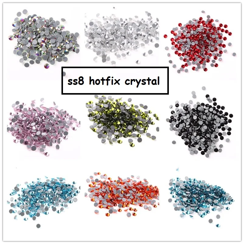 

Big Bag All Colors SS8 High Quality Hot Fix Rhinestone 10cuts High Quality Glass Crystal Iron On Rhinestones For Clothes Dress