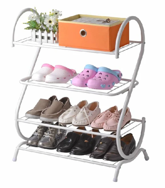 European fashion creative S-shaped white metal, wrought iron four multi-storage shoe rack