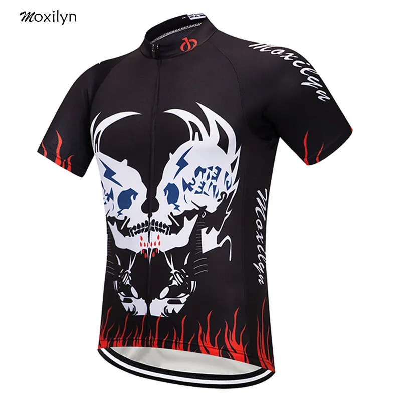 

Moxilyn Bike Team Skull Summer Men Cycling Jersey Tops Breathable Bicycle MTB Jersey Maillot Ciclismo Quick Dry Cycling Clothing