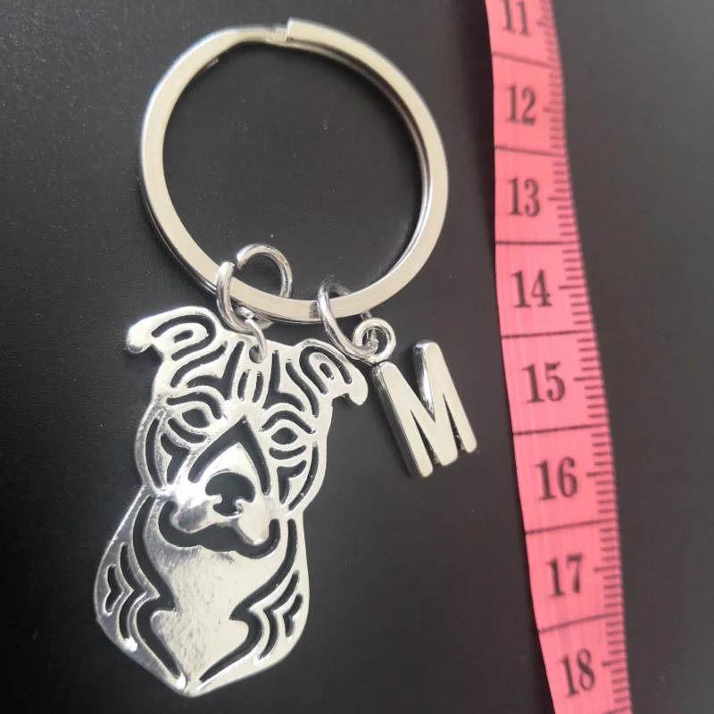 G.SKY American Staffordshire Terrier Dog Keyring Personalised Key Chain Popular Letter Key Chain Lovers Gifts Fast Delivery