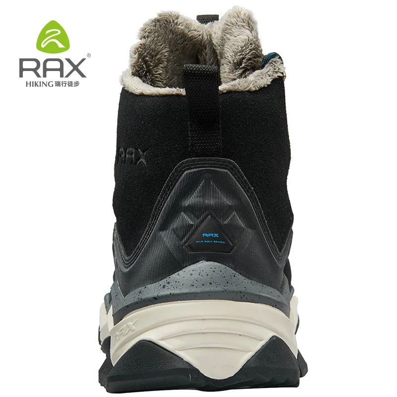 RAX Hiking Boots Men Women Waterproof Snow Boots Fleece Waterproof Trekking Shoes Warm Outdoor Sneakers Mountain Boots Men