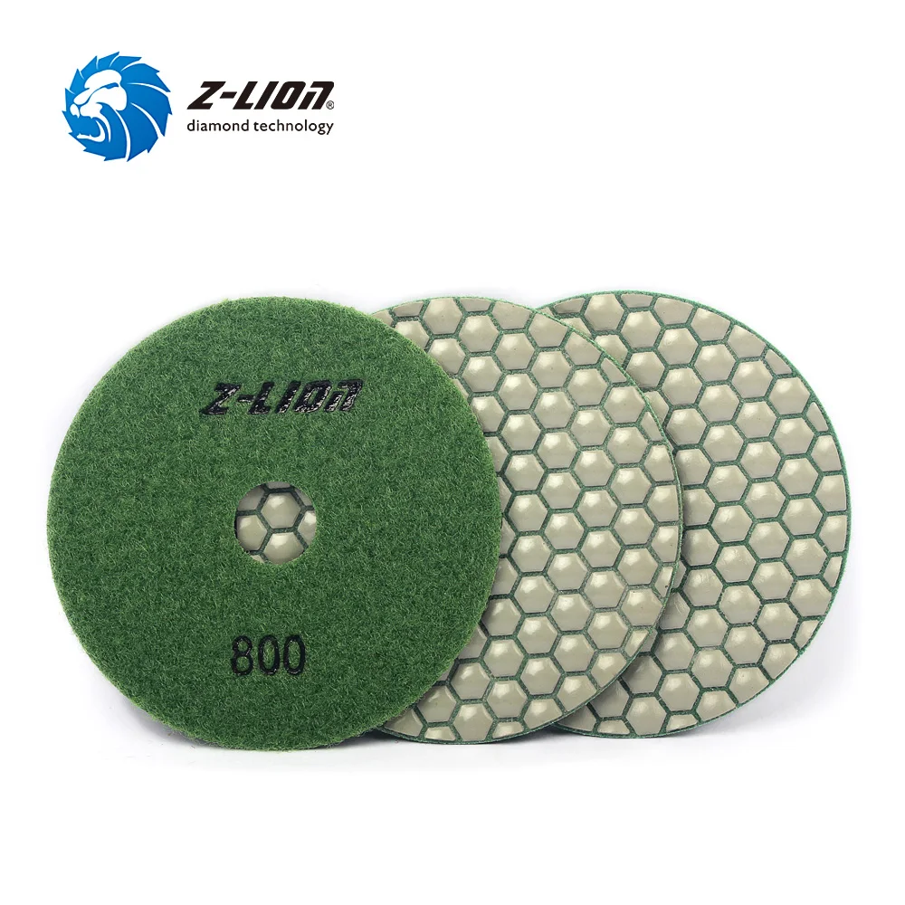 Imagem -02 - Z-lion Peças Polegada Seco Diamante Polimento Almofada Flexível Resina Bond Mármore Granito Disco de Lixamento 100 mm Hexágono Seco Polonês Almofadas