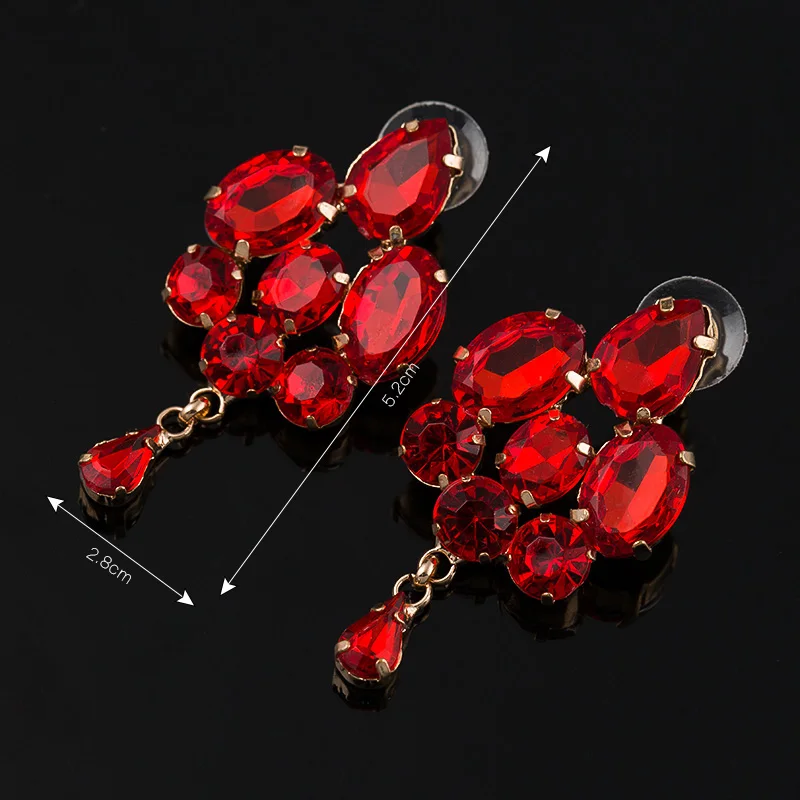 YFJEWE Fashion Jewelry Blue Crystal Artificial Gem Patchwork Flower Ladies Sexy Big Gold Color Drop Earrings For Women #E025