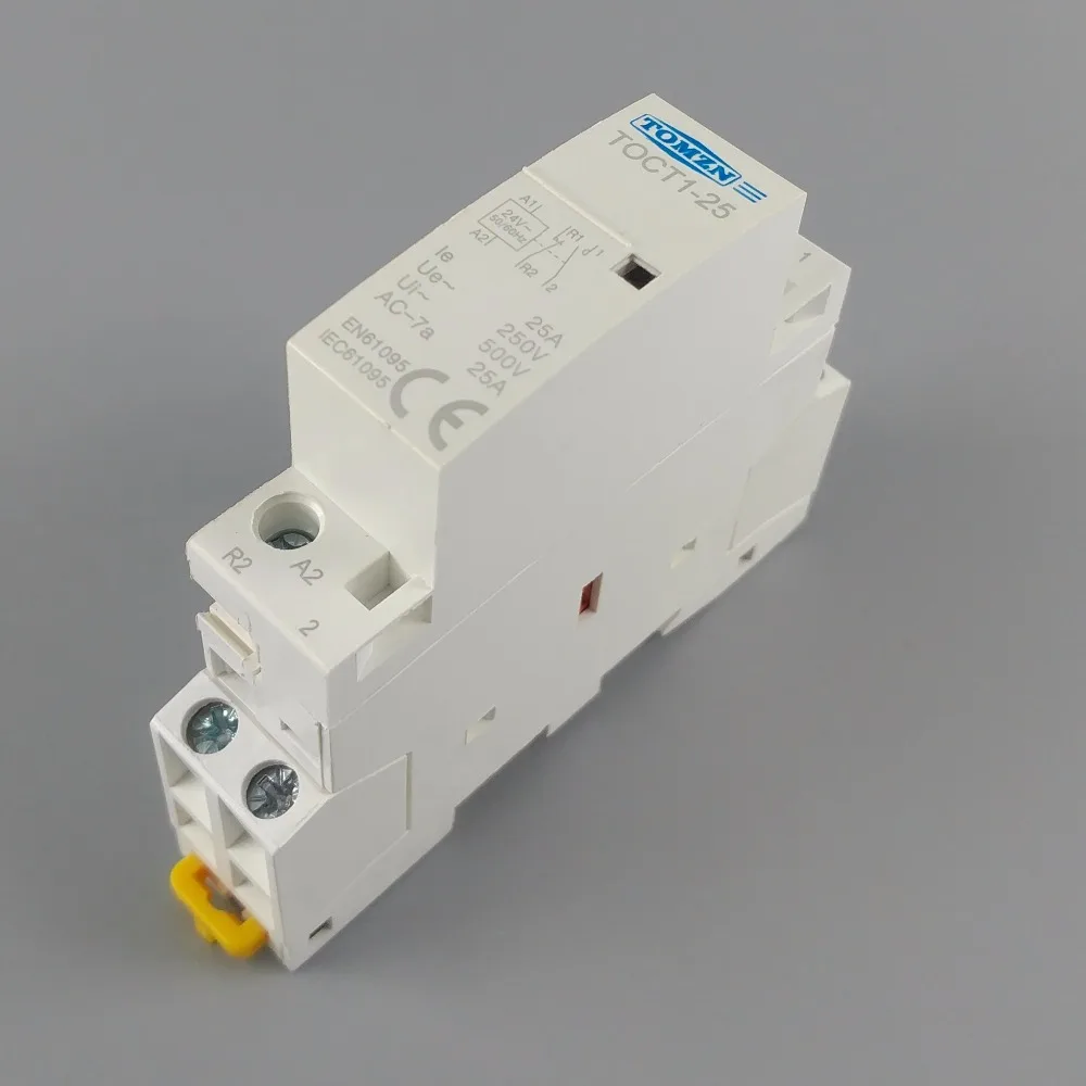 TOCT1 2P 25A 24V 50/60HZ Din rail Household ac Modular contactor 2NO or 1NO 1NC