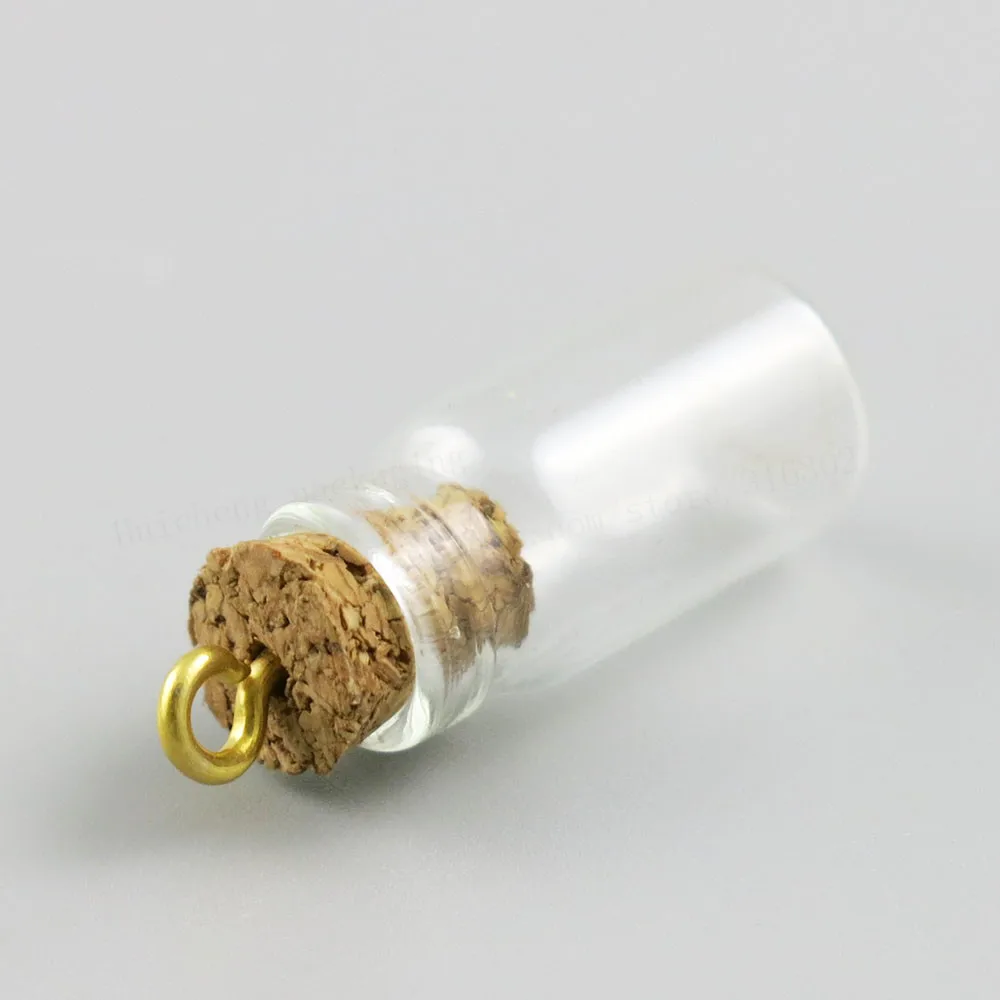 50 x Small Mini Cute 1ML Charm Glass Bottle with Cork used as DIY Wishing Glass Vial Pendant Samples Vials