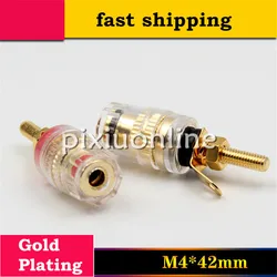 1pc DS710 Copper Gold Plating Transparent Banana Binding Post Audio Amplifier Use Free Russia Shipping