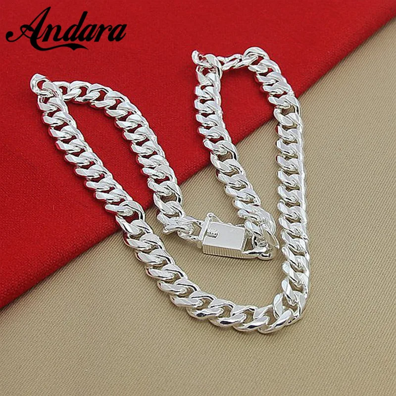High Quality 10MM 20\'\'24\'\' 50cm 60cm Men Necklace 925 Silver Link Chain Necklaces For Male Jewelry Party Gift