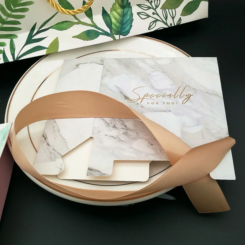 100PCS marble bronzing paper gift boxes bridal shower wedding candy bags with ribbon lin4006