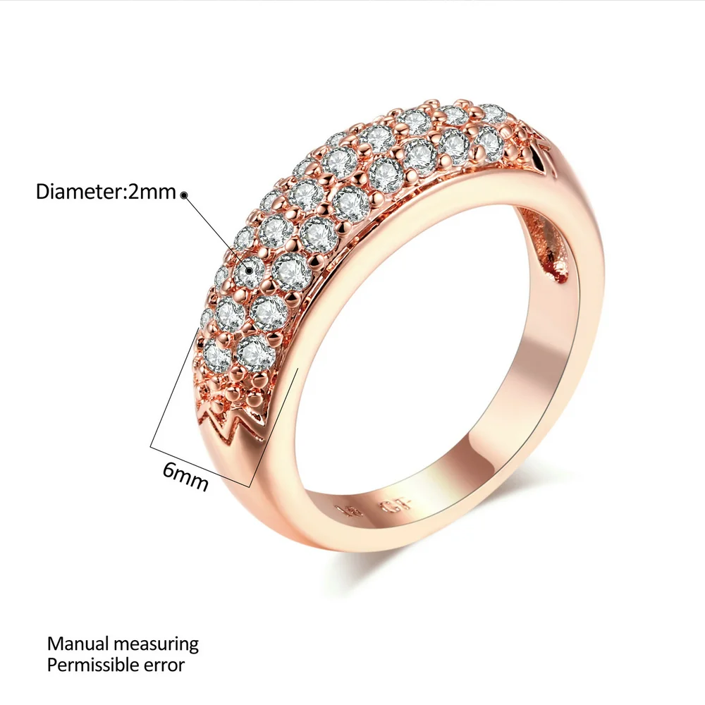 Double Fair Women\'s Engagement Rings Rose Gold Color Crystal Fashion White CZ Stone Wedding Ring Jewelry For Women DFR061