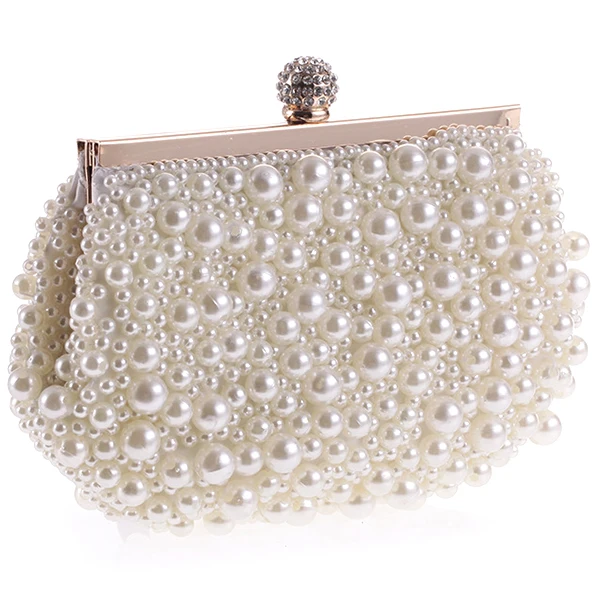 Evening Wedding Clutch Handbag Pearl Bag Dress Dinner Bag Small Purse Bridesmaid Handbag White