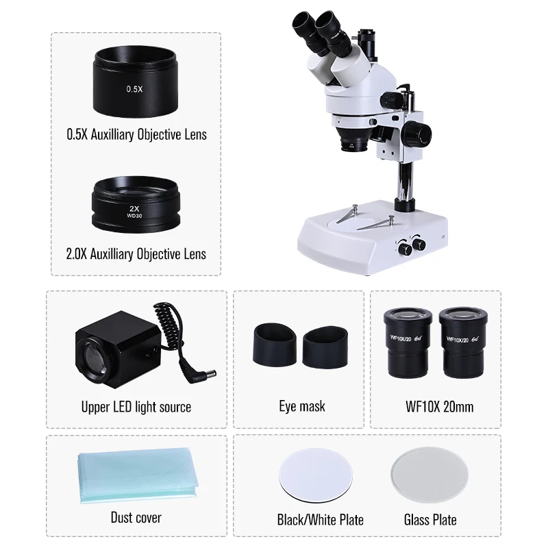 Simul Focal Industrial Trinocular Stereo Microscope Digital Magnification Continuous Zoom 3.5X - 90X For Phone Repair Soldering