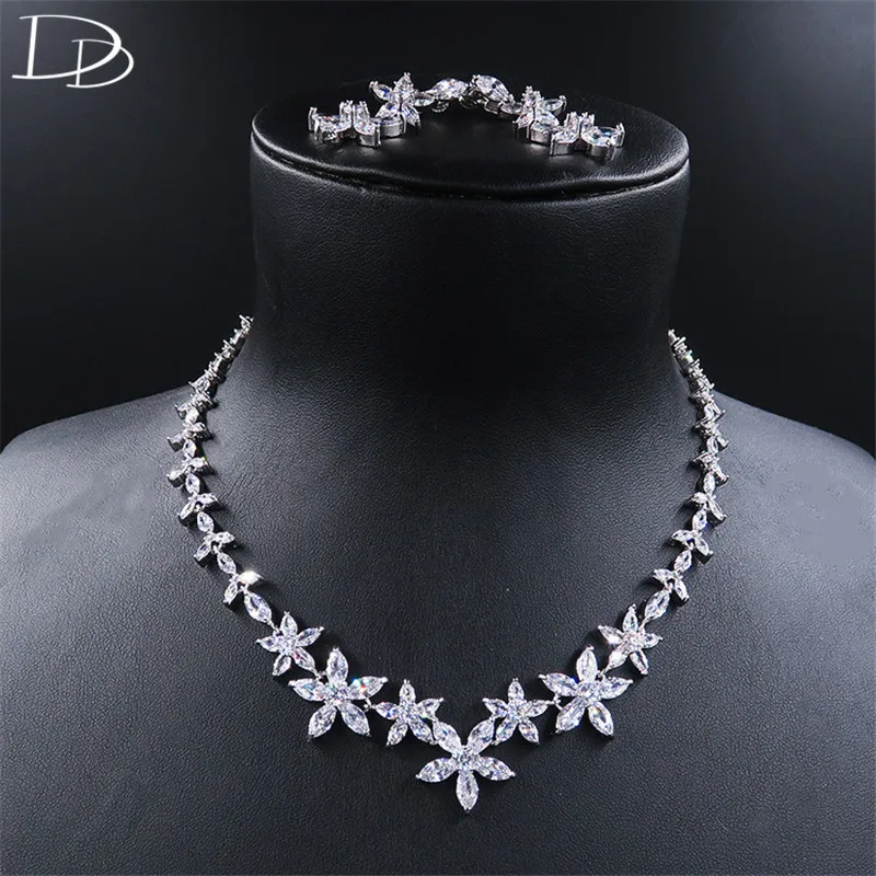 

DODO Lovely Blossom Necklace & Earrings For Women Wedding Bridal Fine Jewelry Sets High Quality AAA Zircon Bijoux Femme D15179