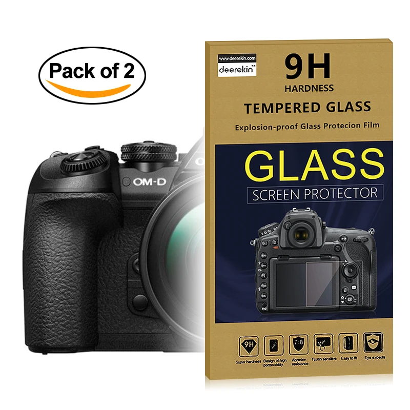 2x Self-Adhesive 0.25mm Glass LCD Screen Protector for Olympus OM-1 OM-5 om5 OM-D E-M1 II / EM1 II / E-M1 Mark II / E-M5 EM5