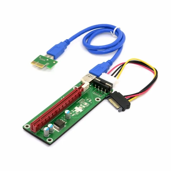 PCI-E PCI 익스프레스 라이저 카드 BTC 채굴 기계 리그용, 1x ~ 16x USB 3.0 데이터 케이블, SATA ~ 4 핀 IDE 몰 렉스 전원 공급 장치, 1 세트