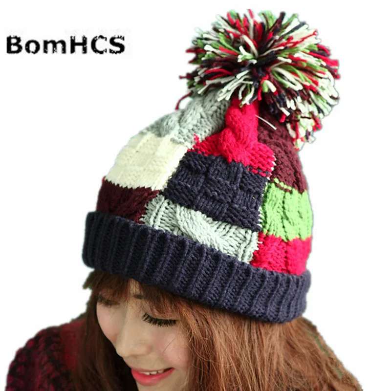 BomHCS Trendy Warm Chunky Soft Stretch Cable Knit Slouchy Beanie Hat Cap