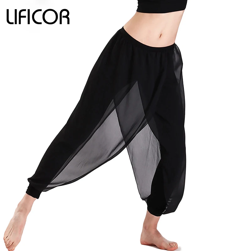 Spring Women Wide Leg Yoga Pants Cardio Training Exercise Fitness Sports Mesh Gym Capri Workout Sweatpants Trousers Plus Size