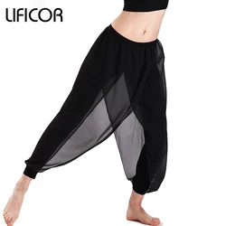 Pantalones de Yoga de pierna ancha para mujer, capris Capri de malla para entrenamiento de Cardio, ejercicio, Fitness, gimnasio, talla grande, Primavera