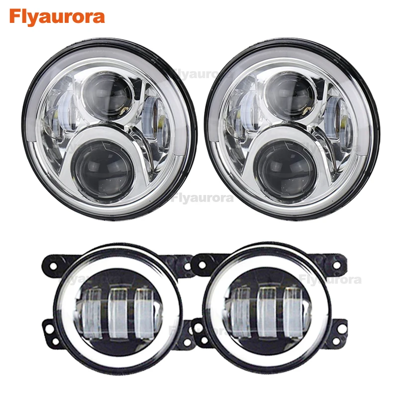 

Flyaurora Front Light Round Headlight 7 inch Headlamp Offroad 7" LED Head Driving Light Lamp for JK Wrangler 07-16 Defender 4x4