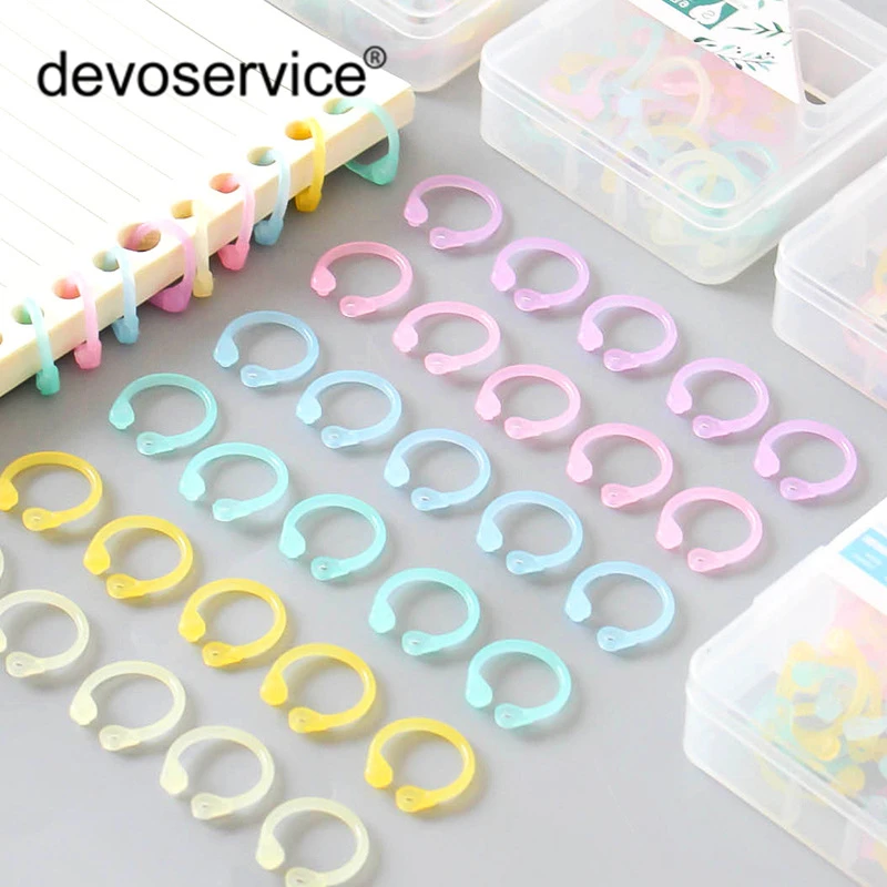 Colorful Transparent PE Material Loose Leaf Book Binder Hinged Rings Clip Keychain Album Scrapbook Craft for Scrapbooking Office