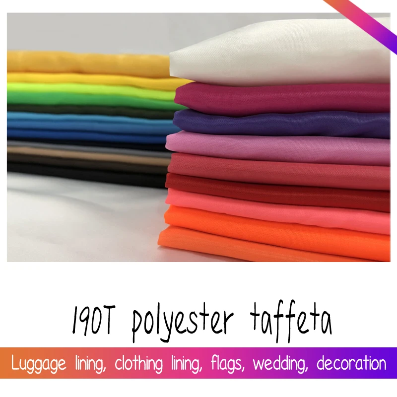 Size 1*1.5 Meter Width Solid White paind Black Pink Blue Cheap 190T 210T Polyester Taffeta Fabirc For Thin Lining  Fabric