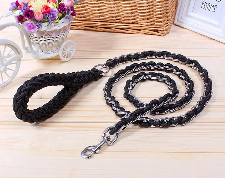 New High Quality Upgraded color collar rope Large Dog Leashes Iron chain Bite proof Pet Traction Rope For Medium large Dogs