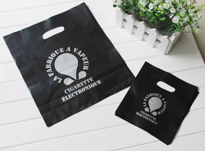 Custom printed polybag punch handle bag for clothes or cosmetics white or black gift bag single color logo 500pcs min order