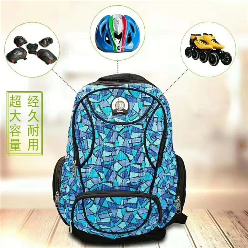 Inline Speed Skates Backpack for Speed Race Roller Skating Shoes Boot EUR size 20-48, Zipper Nylon Skating Bag Helmet Pads etc.