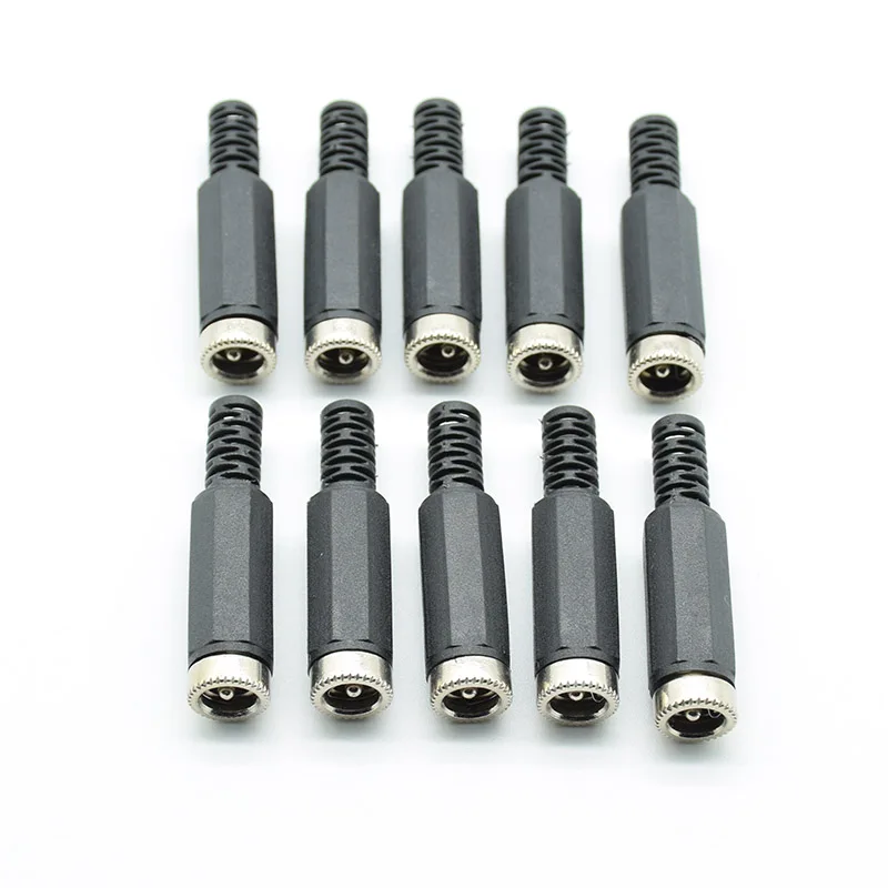 10pcs 5.5*2.1mm DC Power Jack Plugs Male / Female Socket Adapter Connectors  5.5mmx2.1mm For DIY Projects