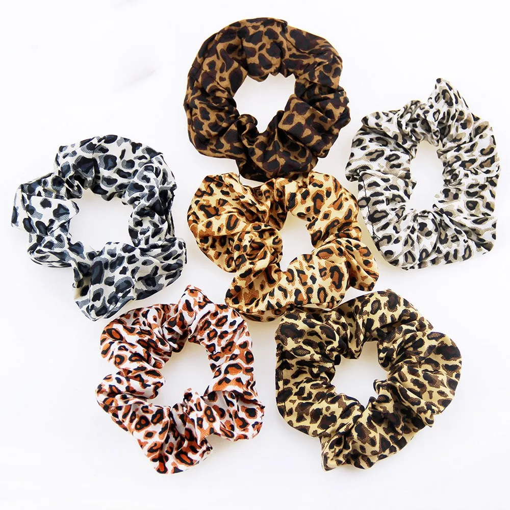 1Pcs Classic simple Smooth Animal Leopard print hair Scrunchies Leopard Print Houndstooth patterns Wild hairbands accessory