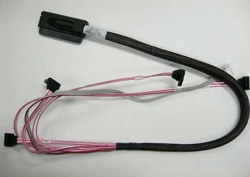 Free Shipping High Quality SAS 32Pin SFF-8484 to 7Pin 4 SATA Turn right 90 degree Data Cable Use for 5I 6I