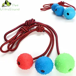 Pelota de entrenamiento para masticar, juguete de goma con mango de cuerda, Limpieza de dientes, para perros y cachorros