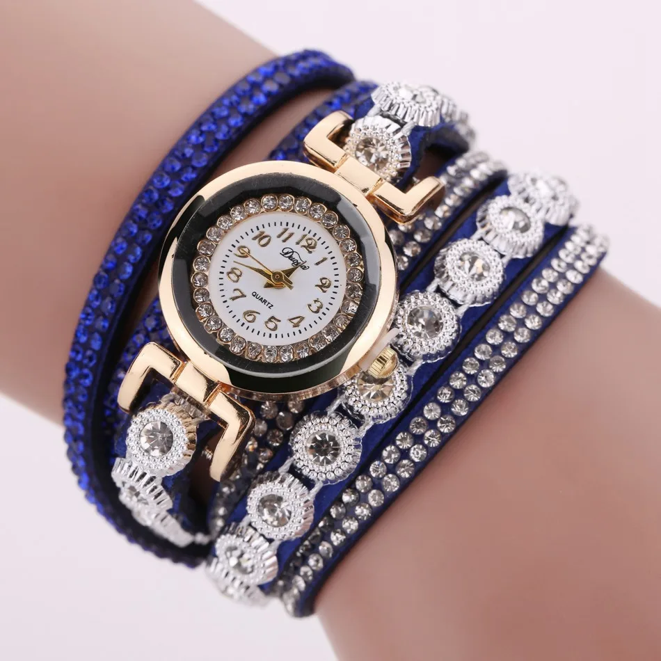 Multicolor High Quality Women Genuine Leather Vintage Quartz Dress Watch Bracelet Wristwatches leaf gift Christmas