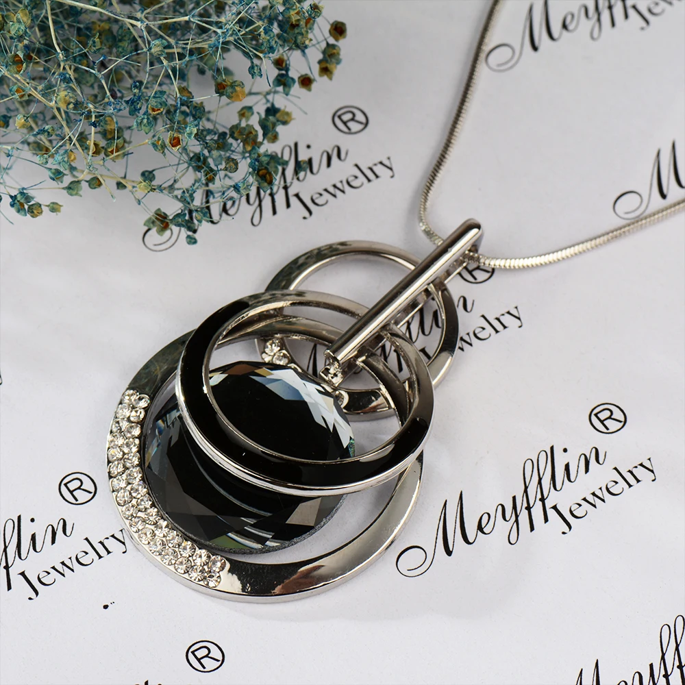 Meyfflin Collier Femme Long Necklaces & Pendants for Women Round Statement Necklace Maxi Colar Chain Fashion Jewelry 2022 Bijoux