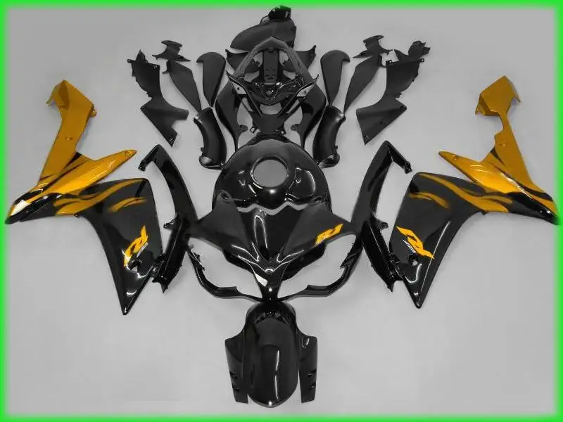 Injection molding free customize fairings for Yamaha YZF R1 07 08 gold black fairing kit YZFR1 2007 2008 +7 free gifts BD57