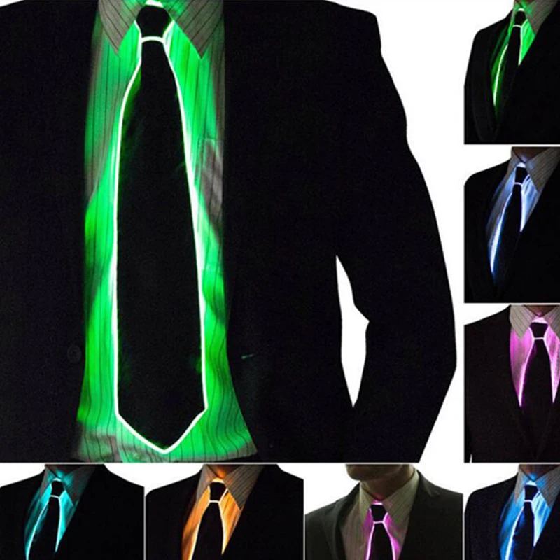 Glowing Tie LED Light Up Flashing Striped Luminous Necktie Club Cosplay Party Glowing Supplies Bar Show wedding decoration