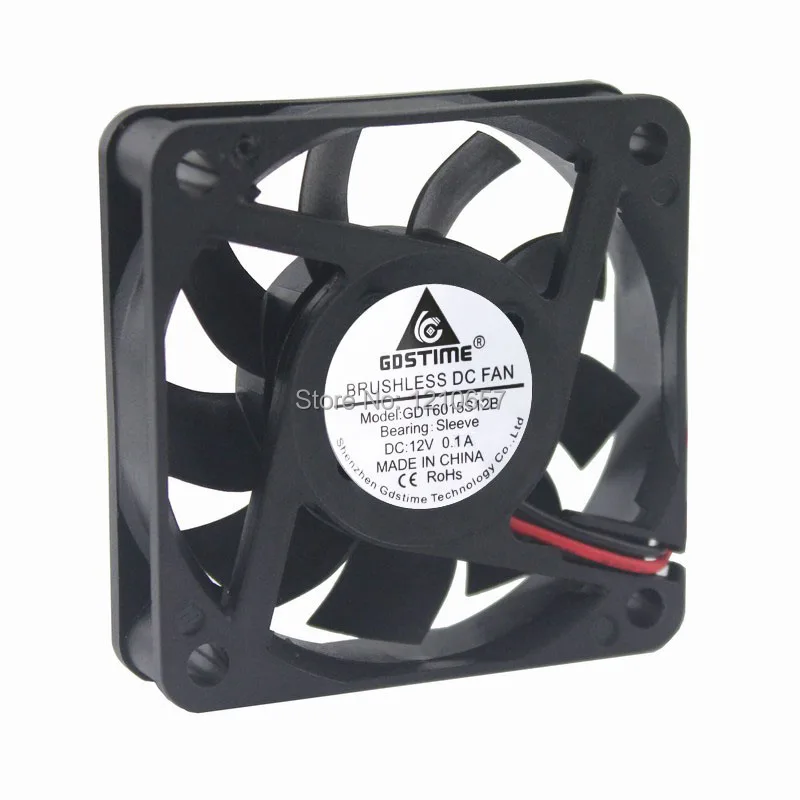 

10 Pieces LOT Gdstime 60mm 60x60x15mm 6015S DC 12V 2P Heatsink Ventilation Cooling Fan