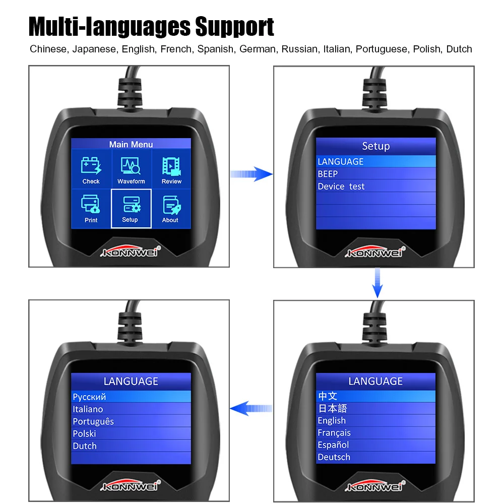 KW600 Car Auto Battery Analyzer 100 to 2000CCA Tester 12V Digital Color Screen Cranking Charging Diagnostic Scanner kw 600