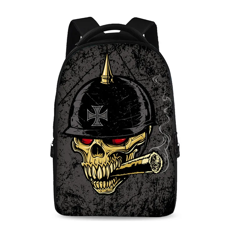 Senior student brand computer backpack skull series fashion school bag college skull print backpacker magazine boy