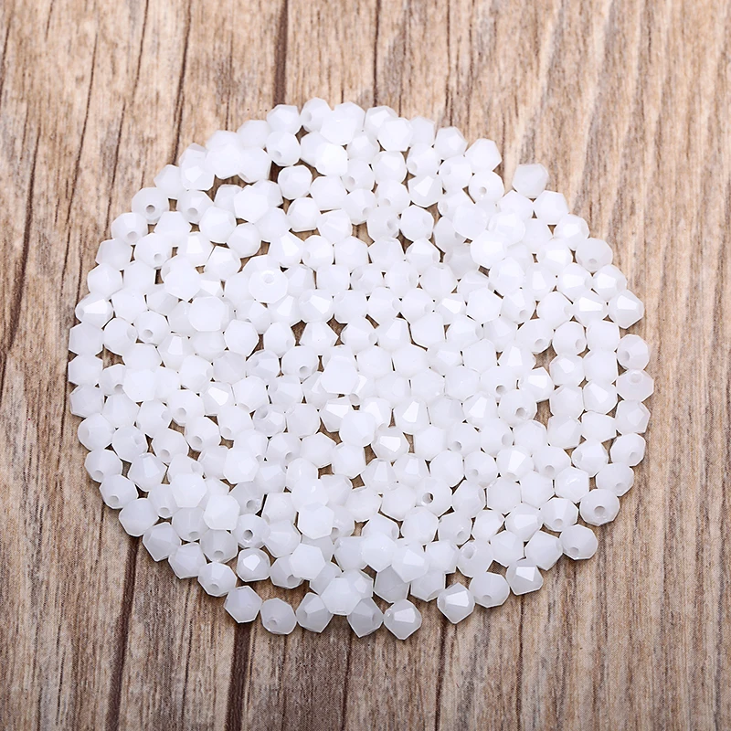 White 100pc 4mm Austria Crystal Bicone Beads 5301 Loose Spacer Bead for DIY Jewelry Making  S-14