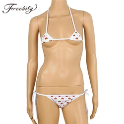 Kawaii Anime Style Cute Strawberry Women Lingerie Bra Set Lolita Underwear Micro Bikini Bra Top and G-String Briefs Underwear