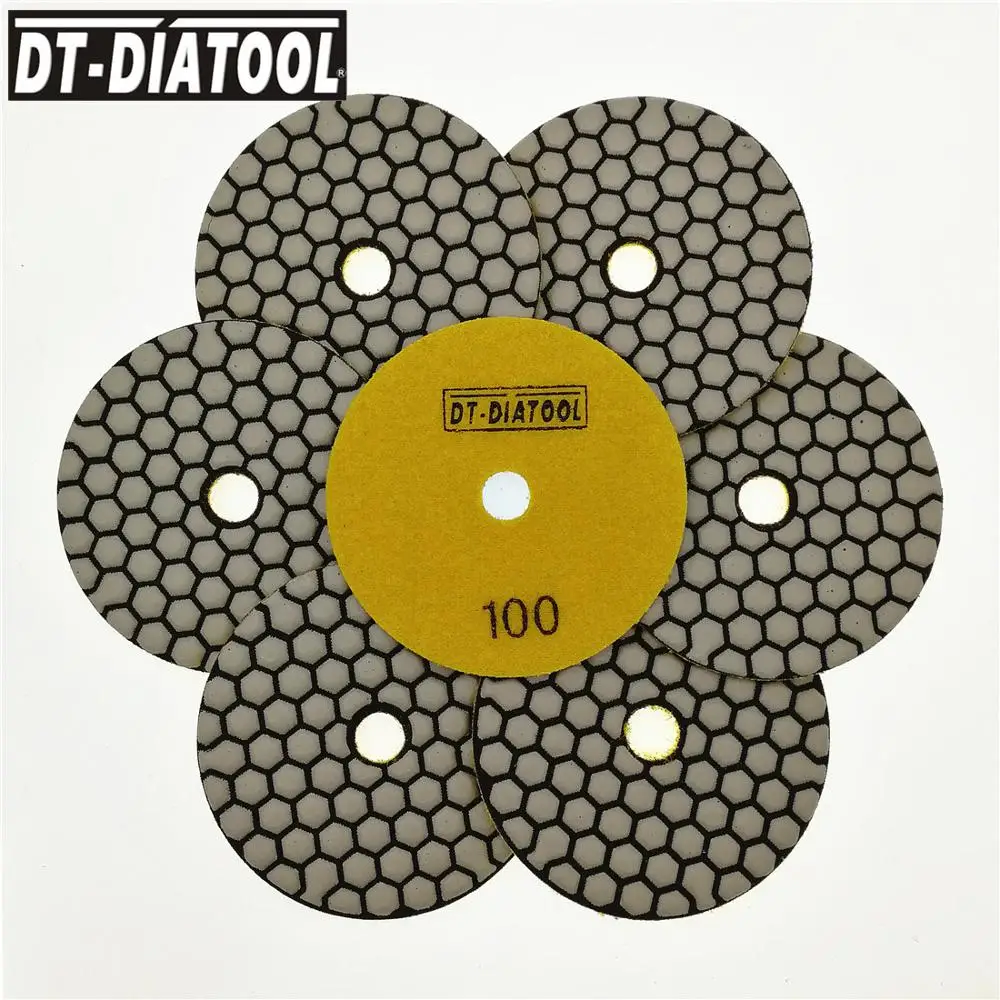 DT-DIATOOL 7 وحدات قطر 100 مللي متر الراتنج السندات مرنة المهنية جودة الماس الجاف الرملي عجلة #100 ألواح التلميع 4 بوصة