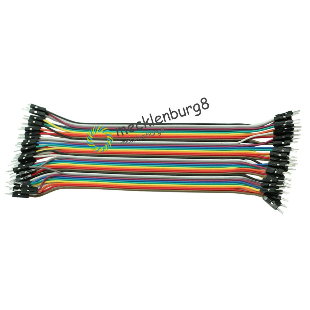 40pcs 20cm 2.54mm 1p-1p Pin Male to Male Color Breadboard Cable Jump Wire Jumper For Arduino Shield