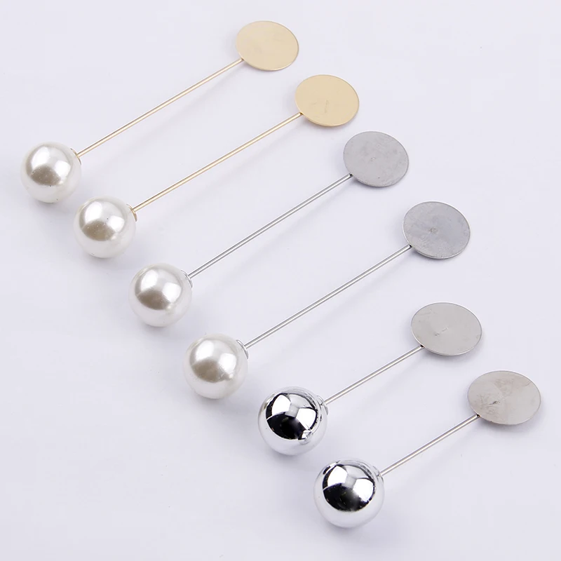 Factory Luxury Gold & Silver Plated Simulated Pearl Alloy Copper Long Brooch Pin DIY Lapel Dress Jewelry Brooches Accessories