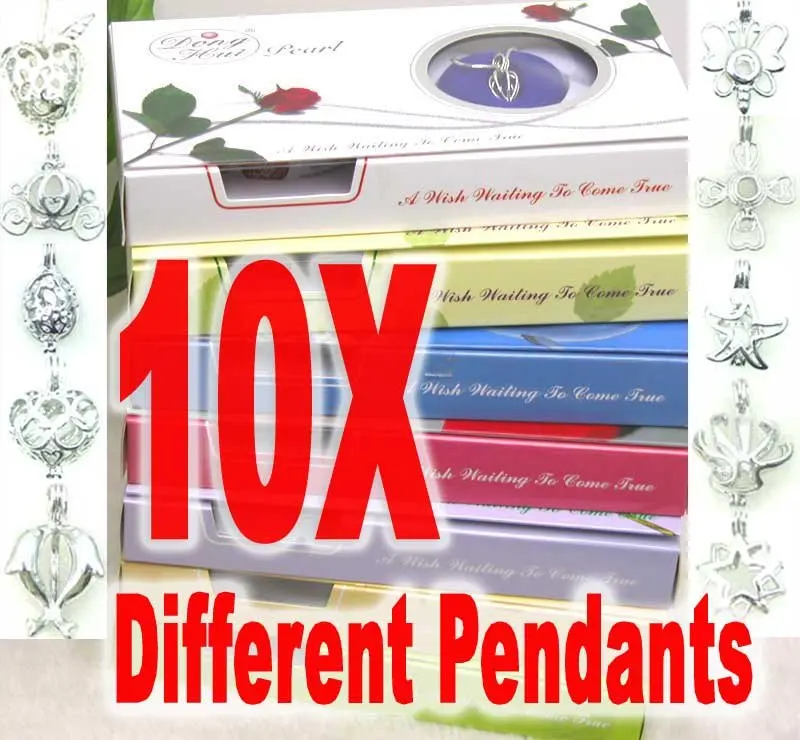 SALE Popular  Gift Wholesale Lot of 10 boxes different mix pendant Wish Pearl Necklace gift set-who133 Free shipping