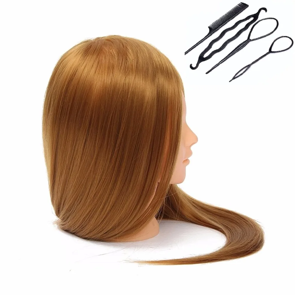 

CAMMITEVER Mannequin Head with Tools for Girls Practice 20" Golden Hairdressing Makeup Head Mannequin Doll