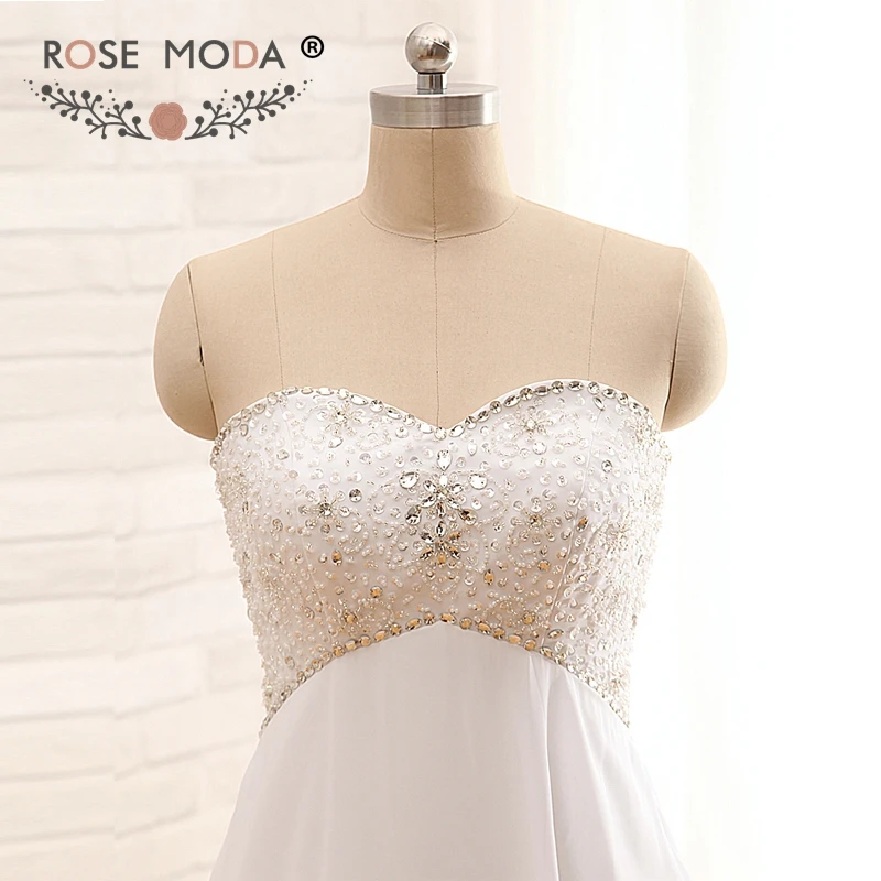 Robe de mariée en mousseline de soie Rose Moda Empire, avec lacets dans le dos, Photos réelles, 6750