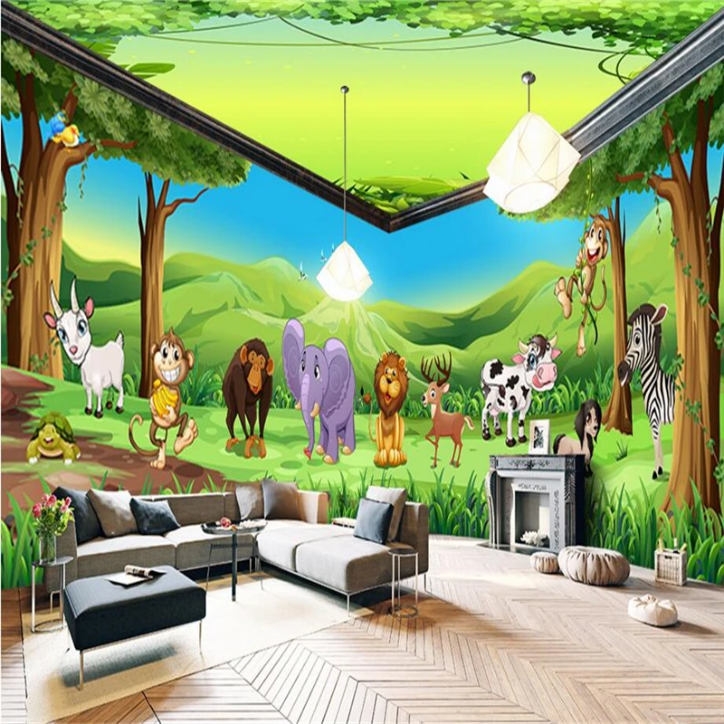 

beibehang Animal Paradise Space Custom 3d mural wallpaper Children's room background bedroom papel de parede 3d photo wall paper